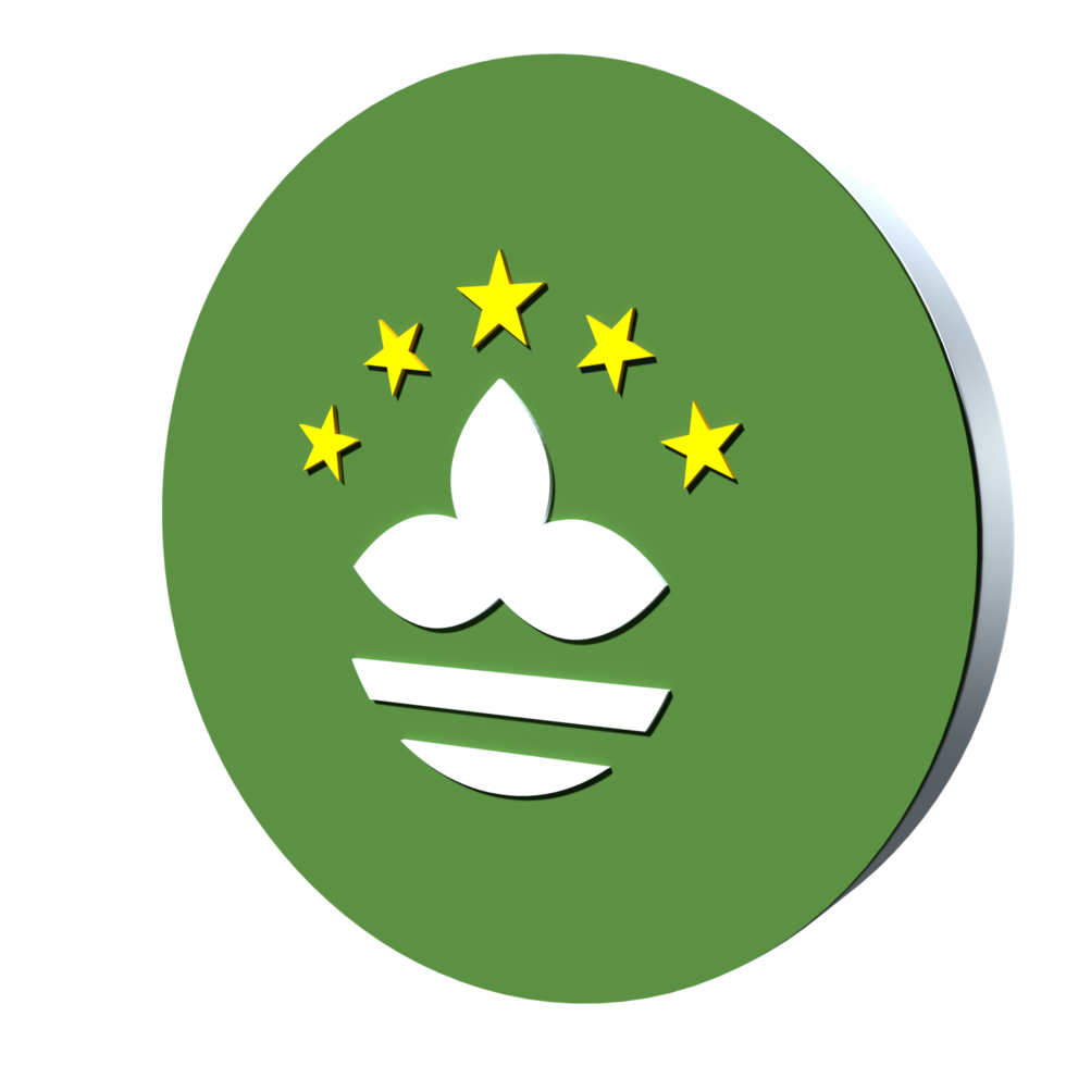 Macao flag 3d icon PNG transparent