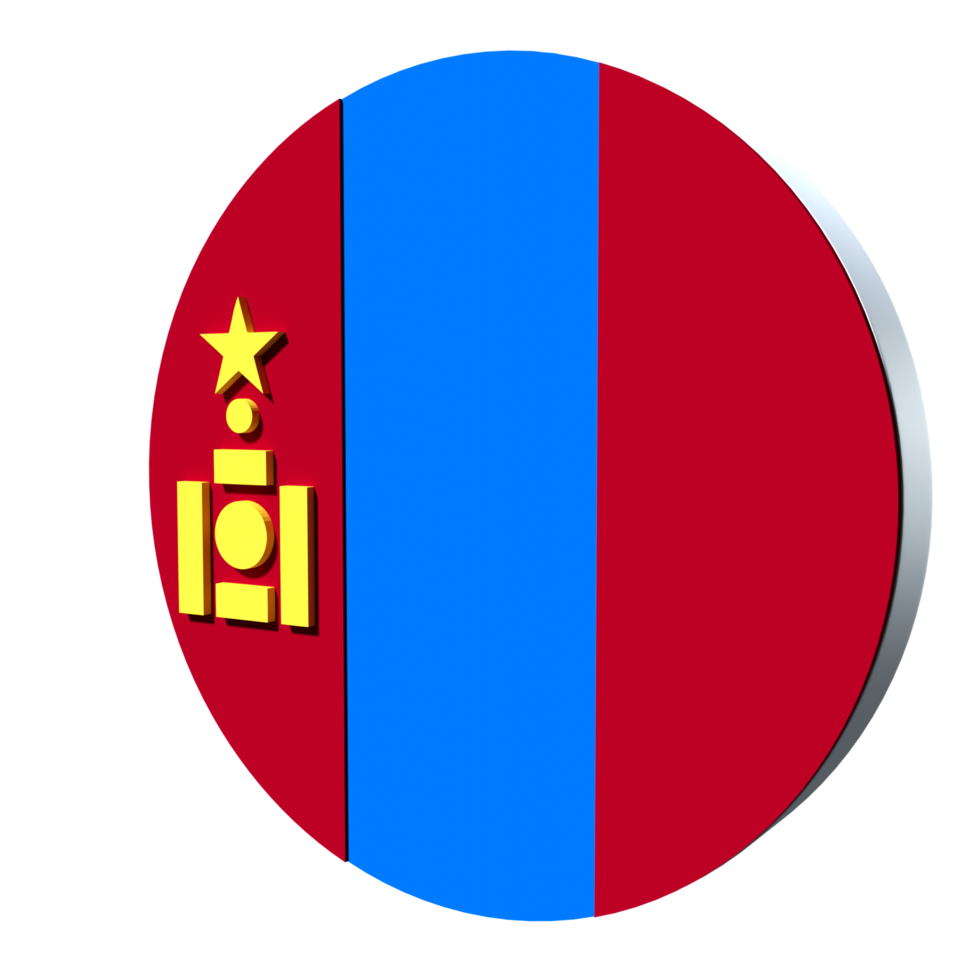 Mongolia flag 3d icon PNG transparent