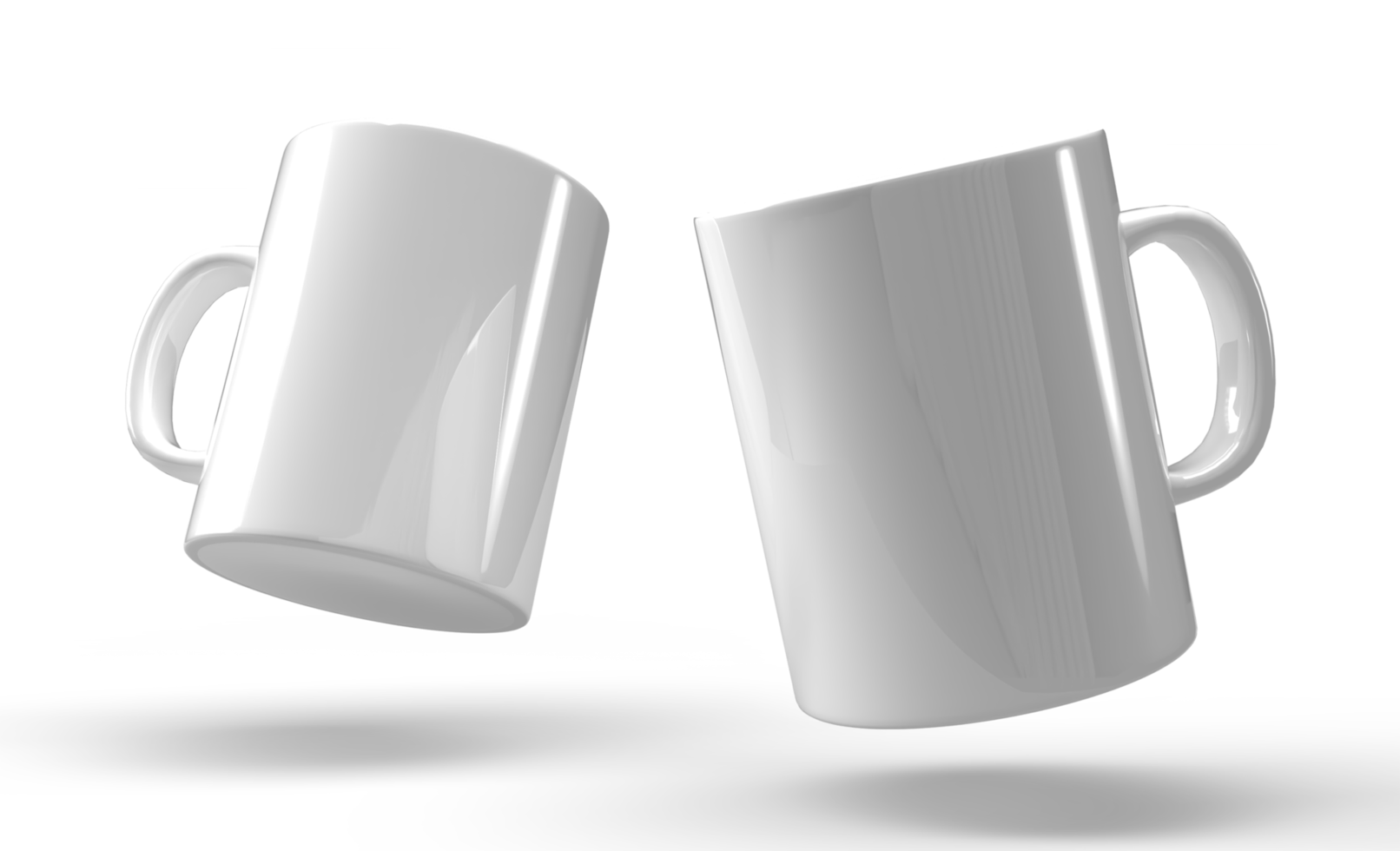 Isolated pair of white mugs png