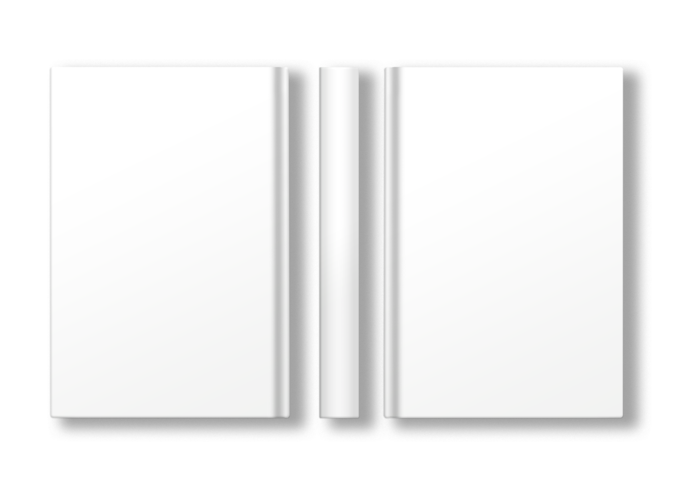 Isolated three views of a white book png