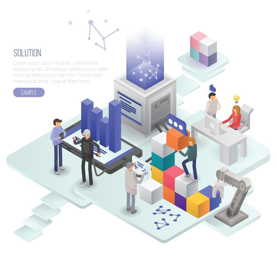 Solution concept background, isometric style vector
