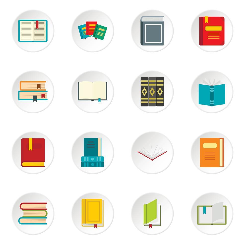 Books set flat icons vector