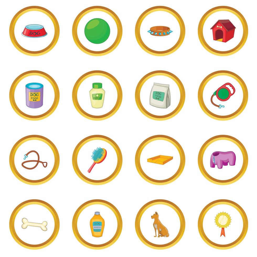 Dog care icons circle vector