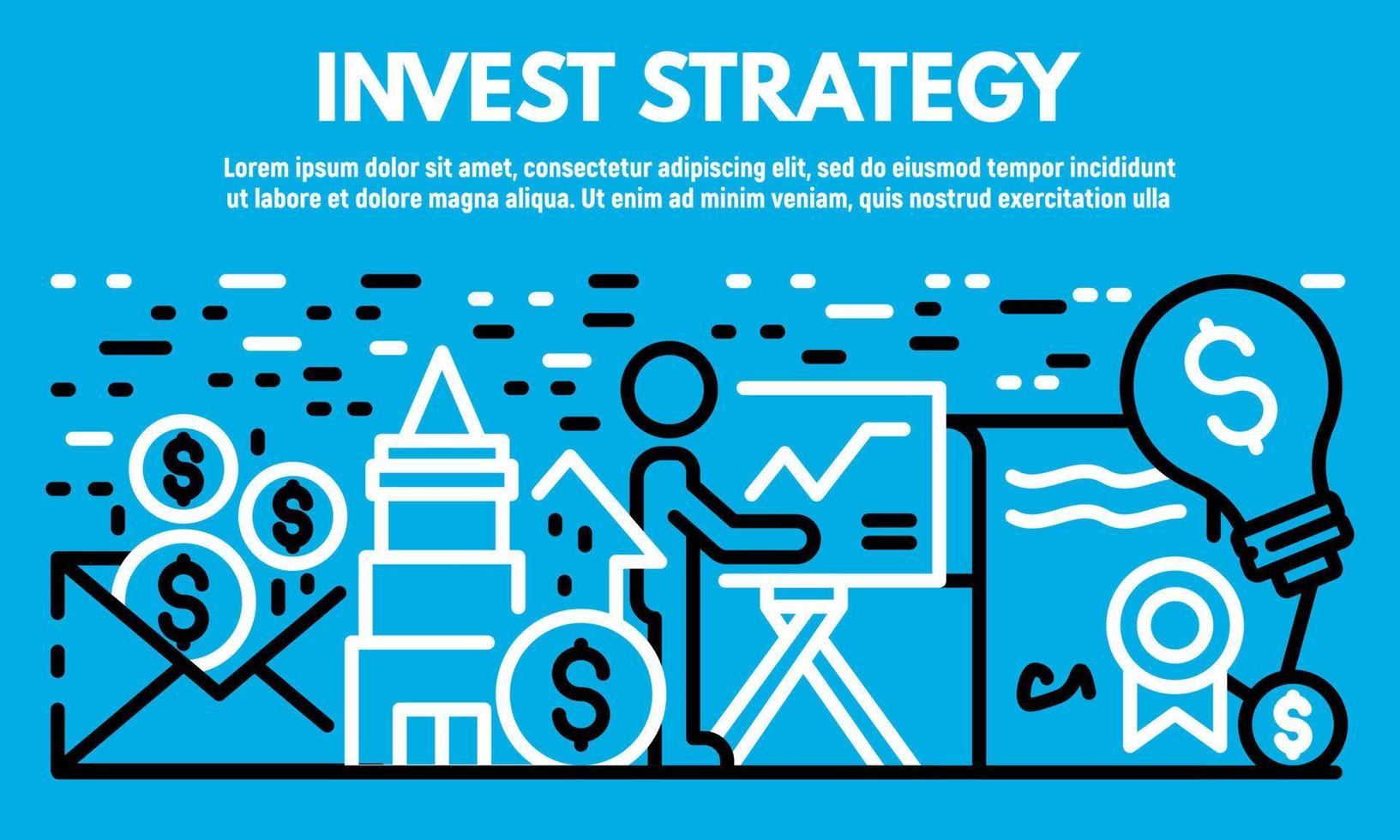 Invest strategy banner, outline style vector