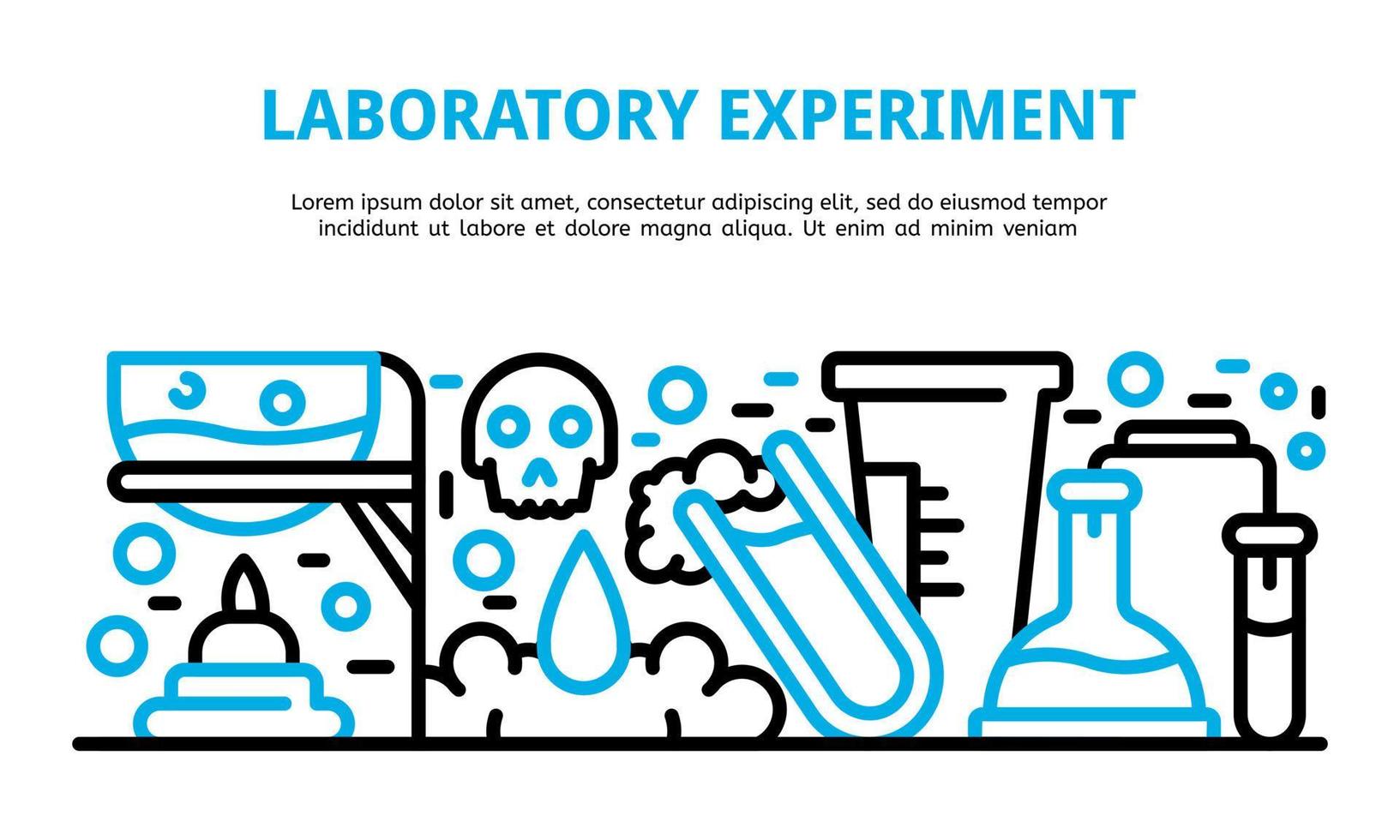 Laboratory experiment banner, outline style vector