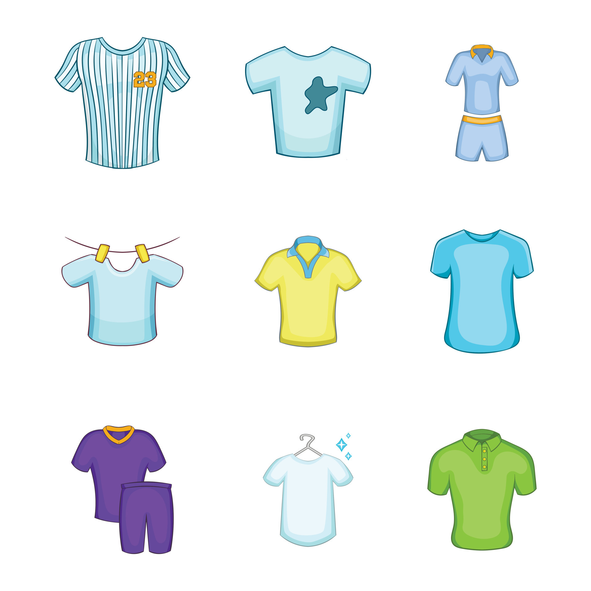 Tshirt icon set, cartoon style 8494717 Vector Art at Vecteezy