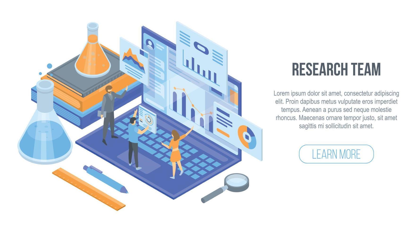 Research team concept background, isometric style vector