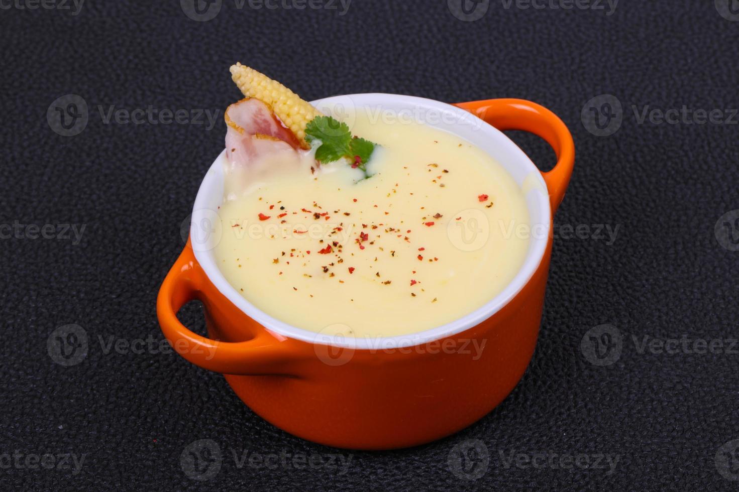 Cheese soup with bacon photo