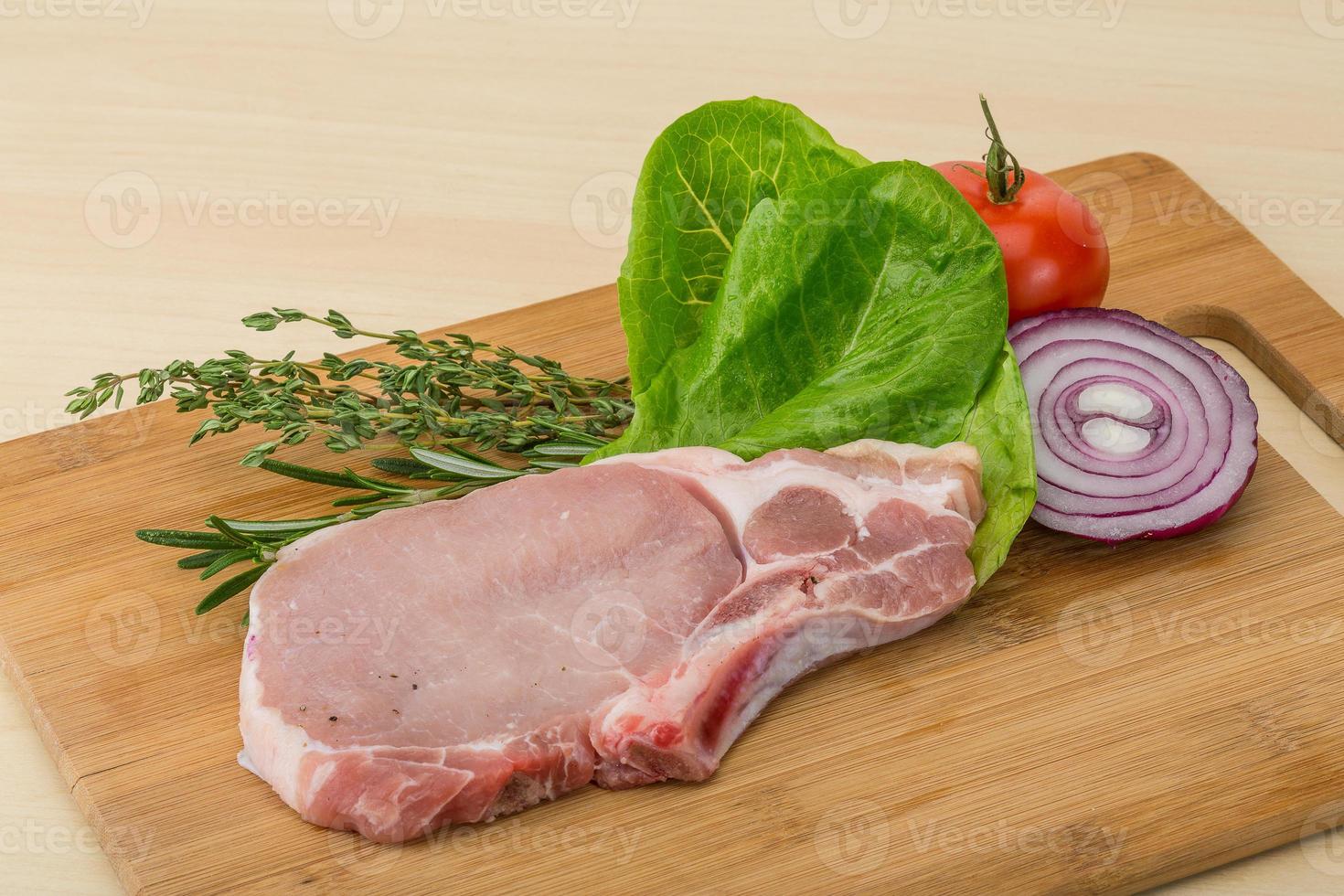 Raw pork steak photo