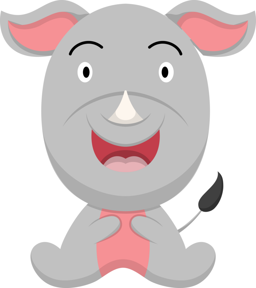 Cartoon rhinoceros illustration png