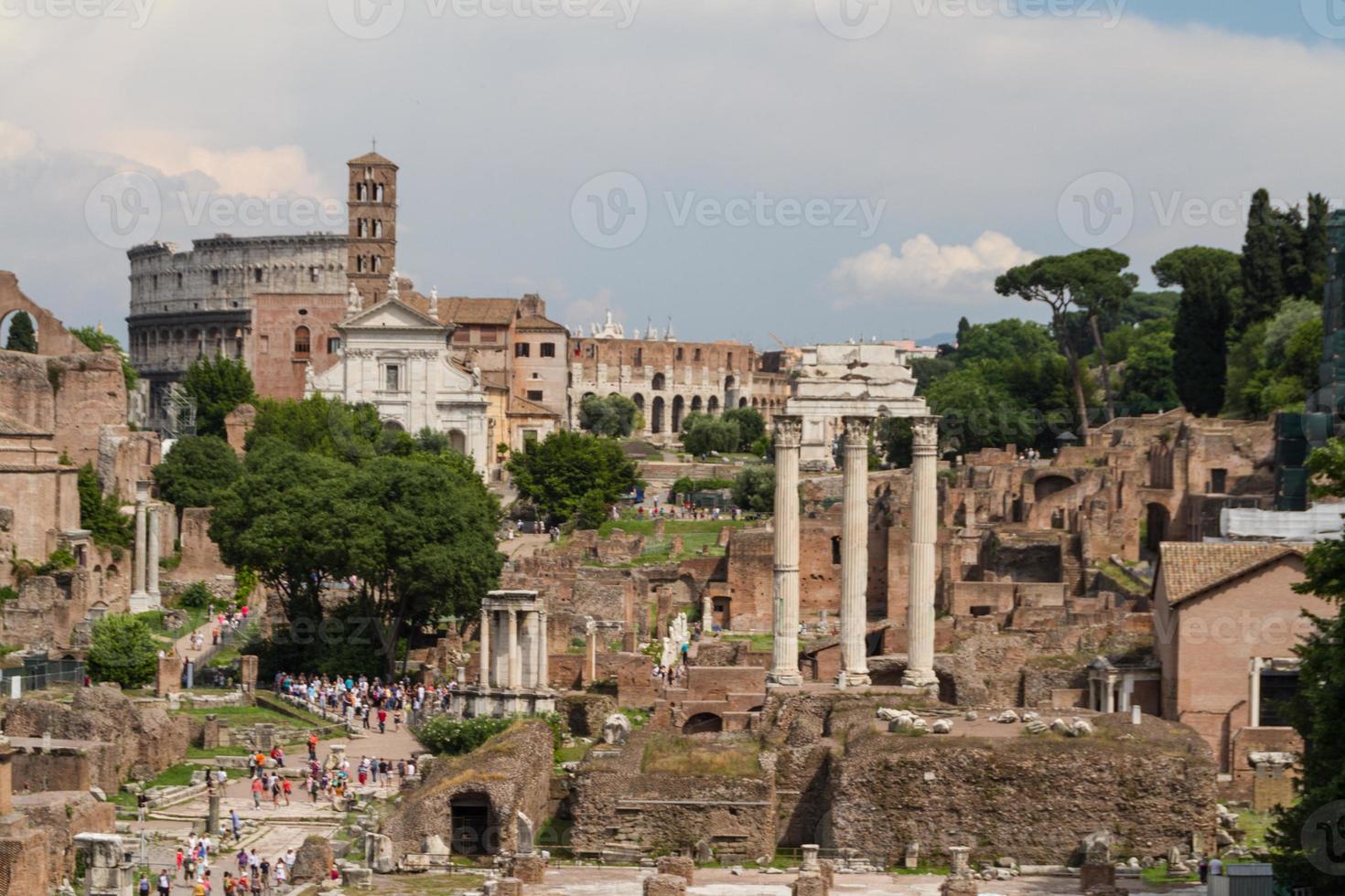 Building ruins and ancient columns  in Rome, Italy photo