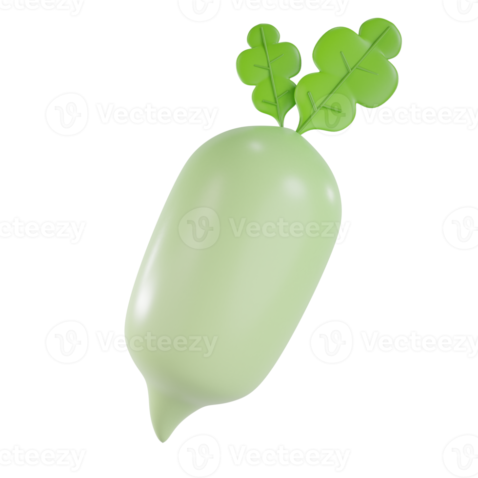 3d render turnip object with transparent background png