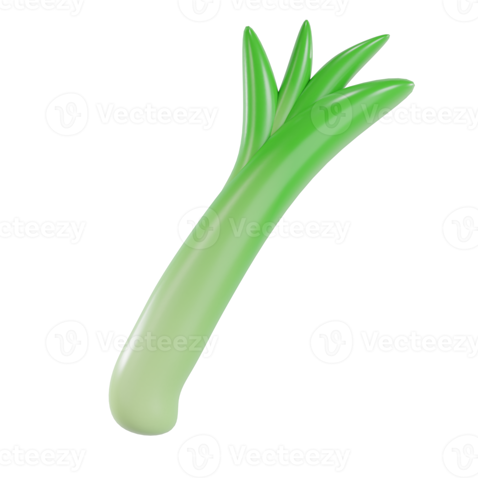 3d render leek object with transparent background png