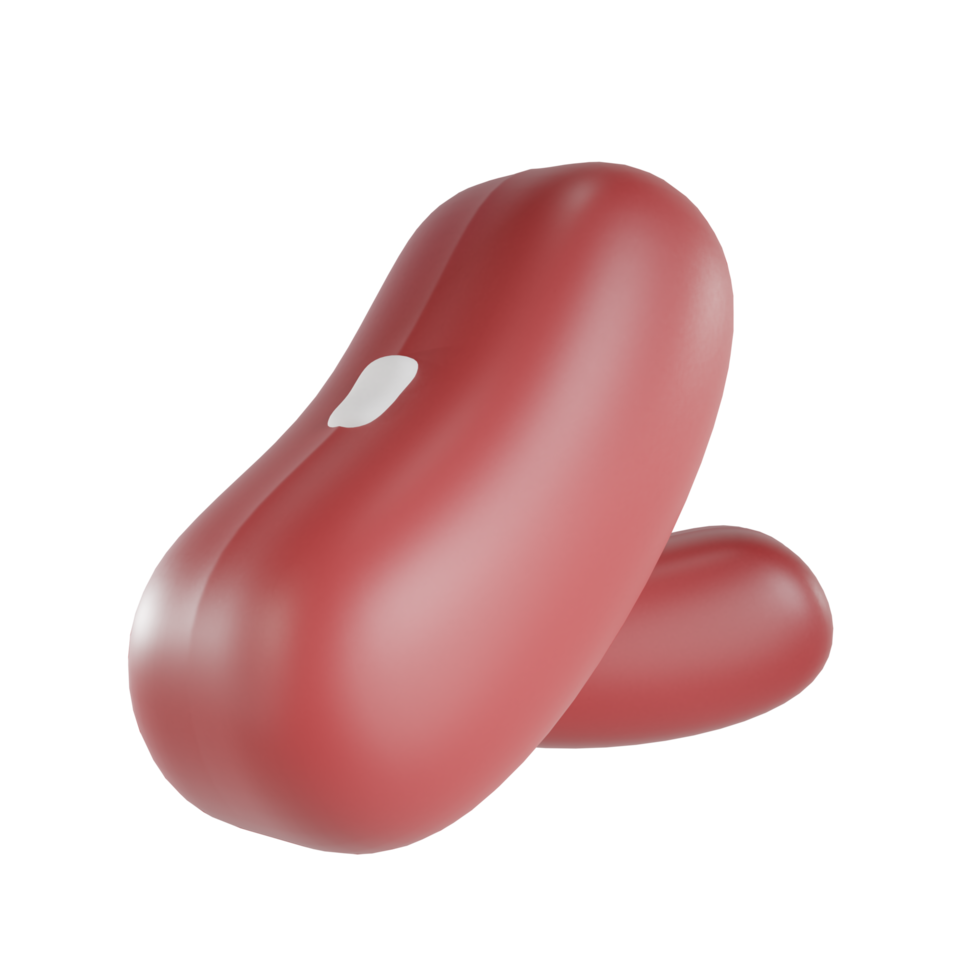 3d render red beans object with transparent background png