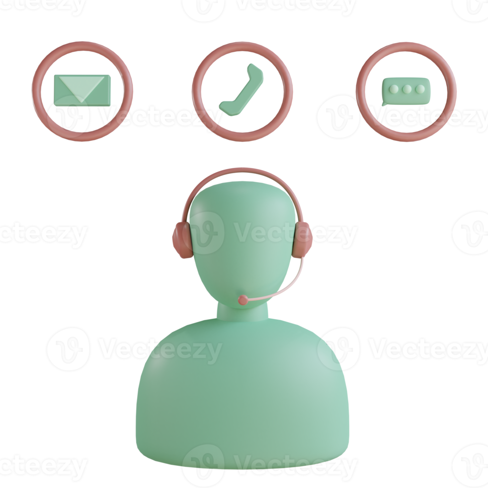 3d customer support object with transparent background png