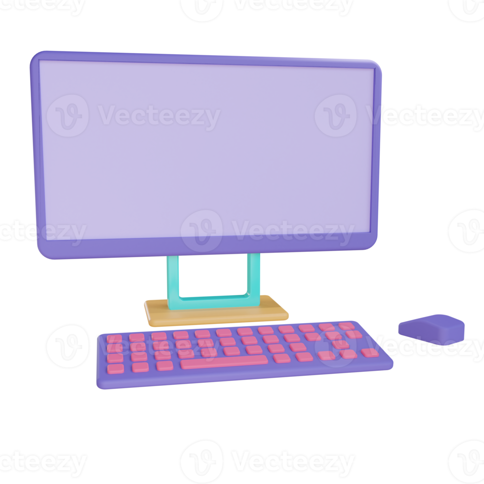 Ordinateur 3d tout en un objet avec fond transparent png