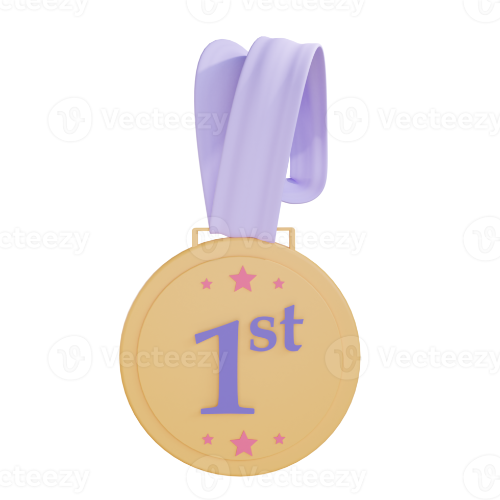 3d medal object with transparent background png