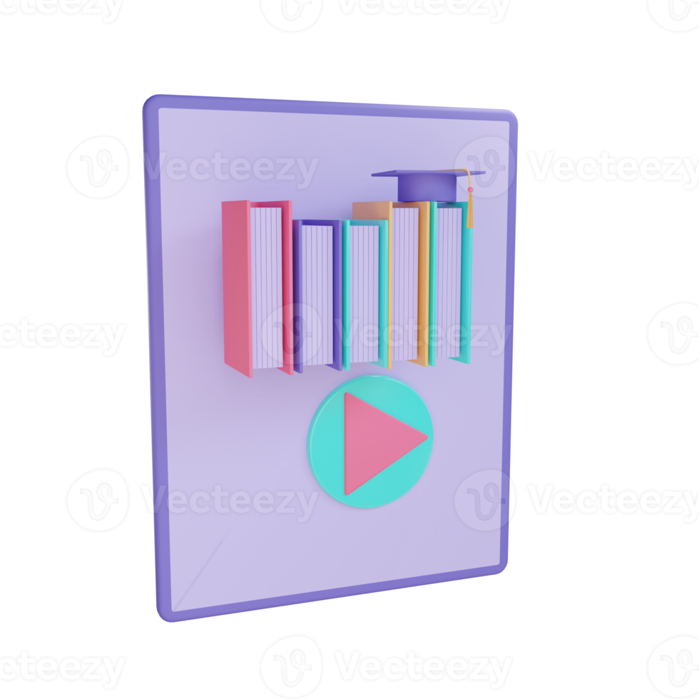 3d ecourse illustration with transparent background png