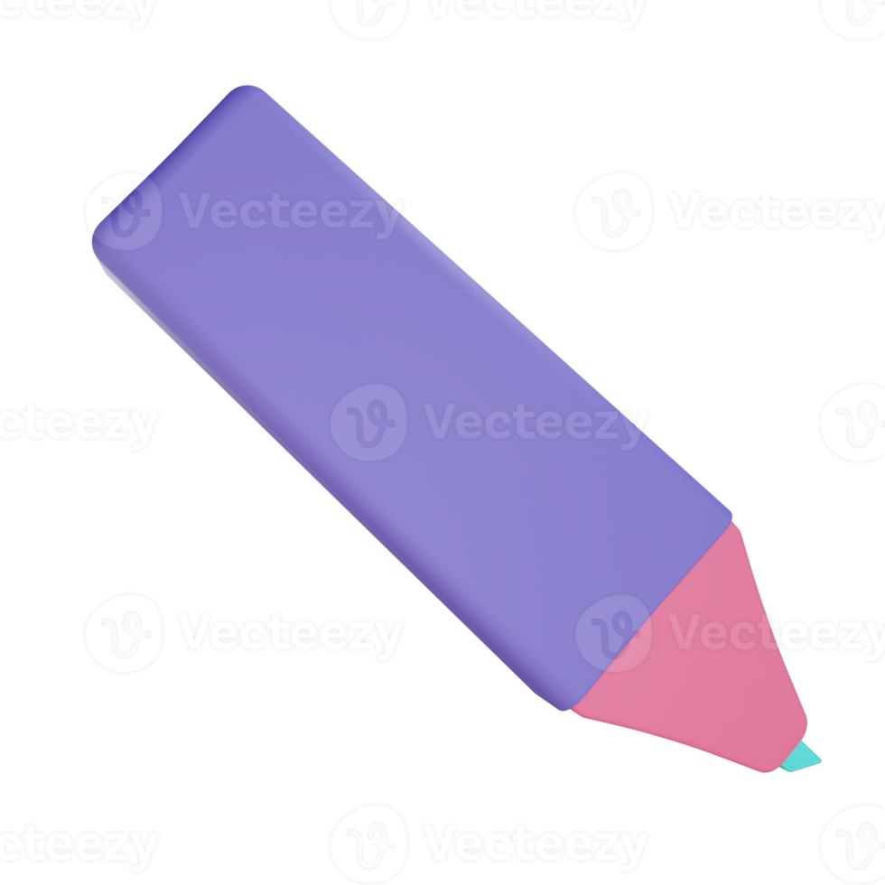 3d highlighter pen object with transparent background png