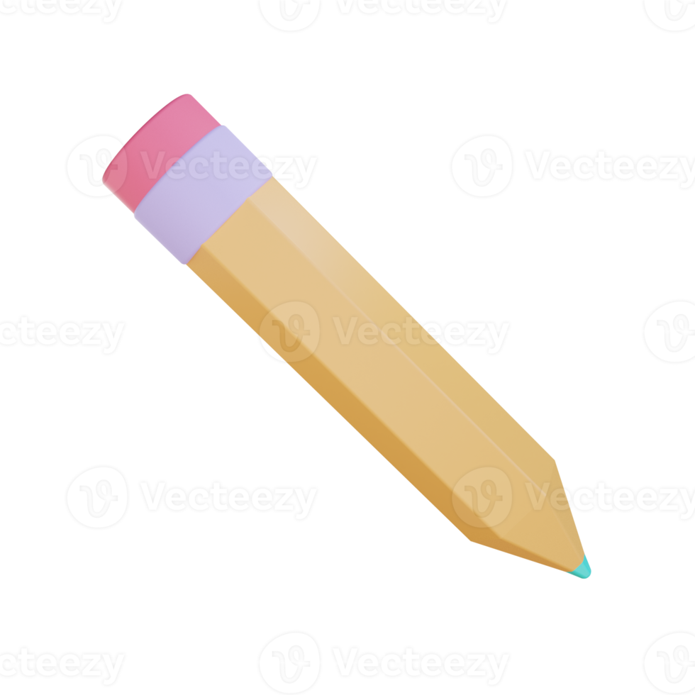 3d pencil object with transparent background png