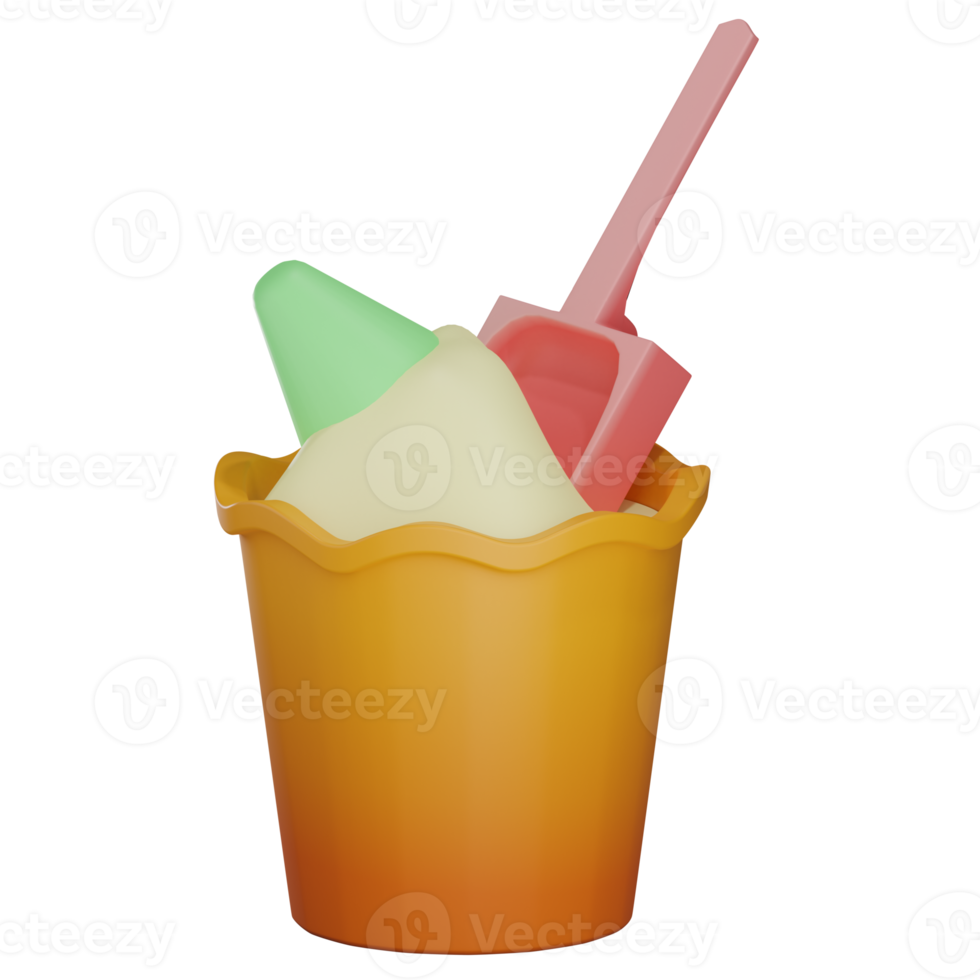 3d bucket and shovel with transparent background png