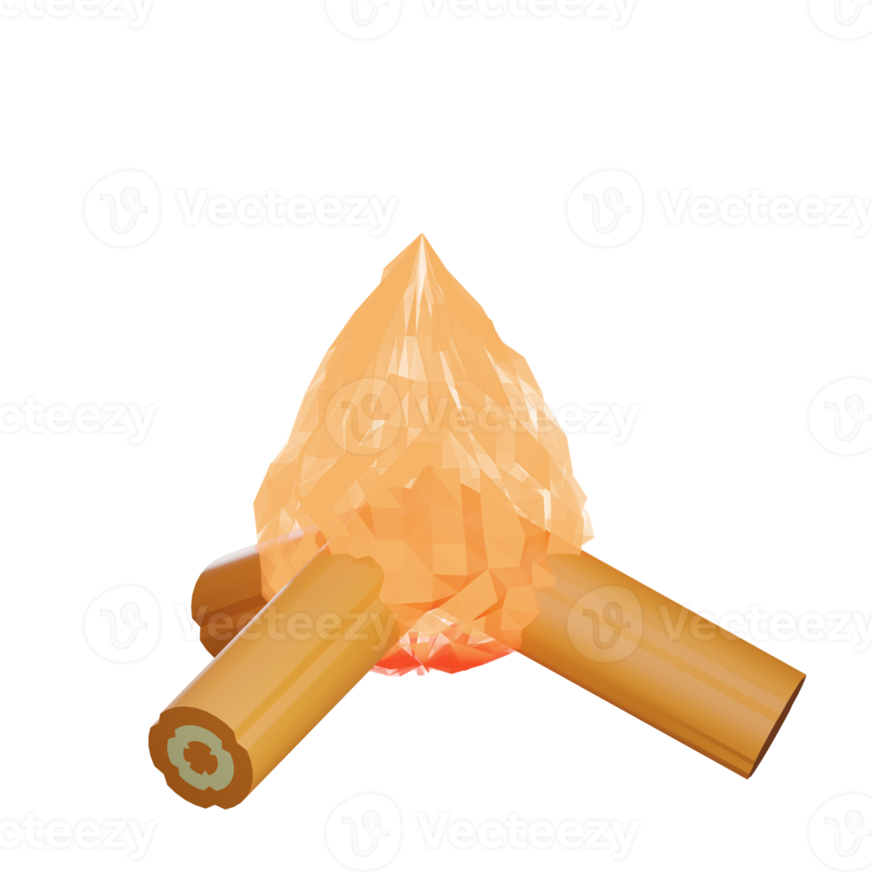 3d bonfire object with transparent background png