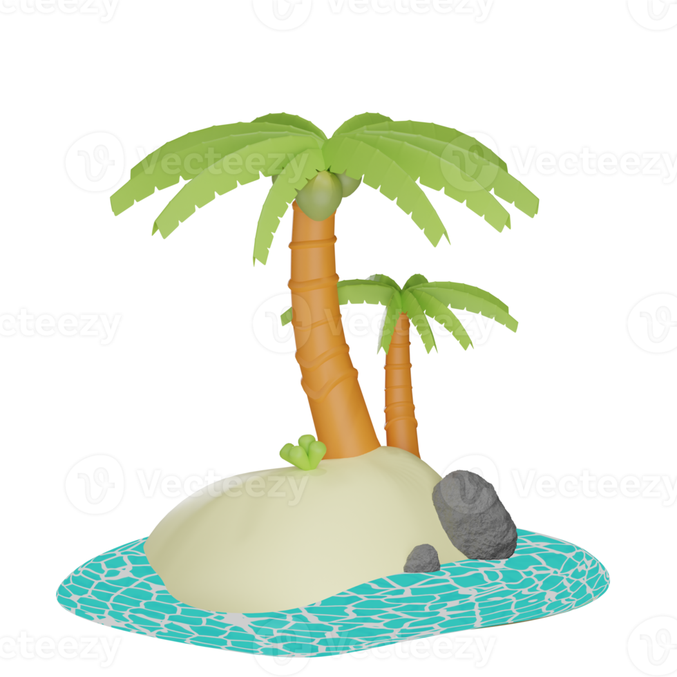 Illustrazione 3d dell'albero di cocco con sfondo trasparente png