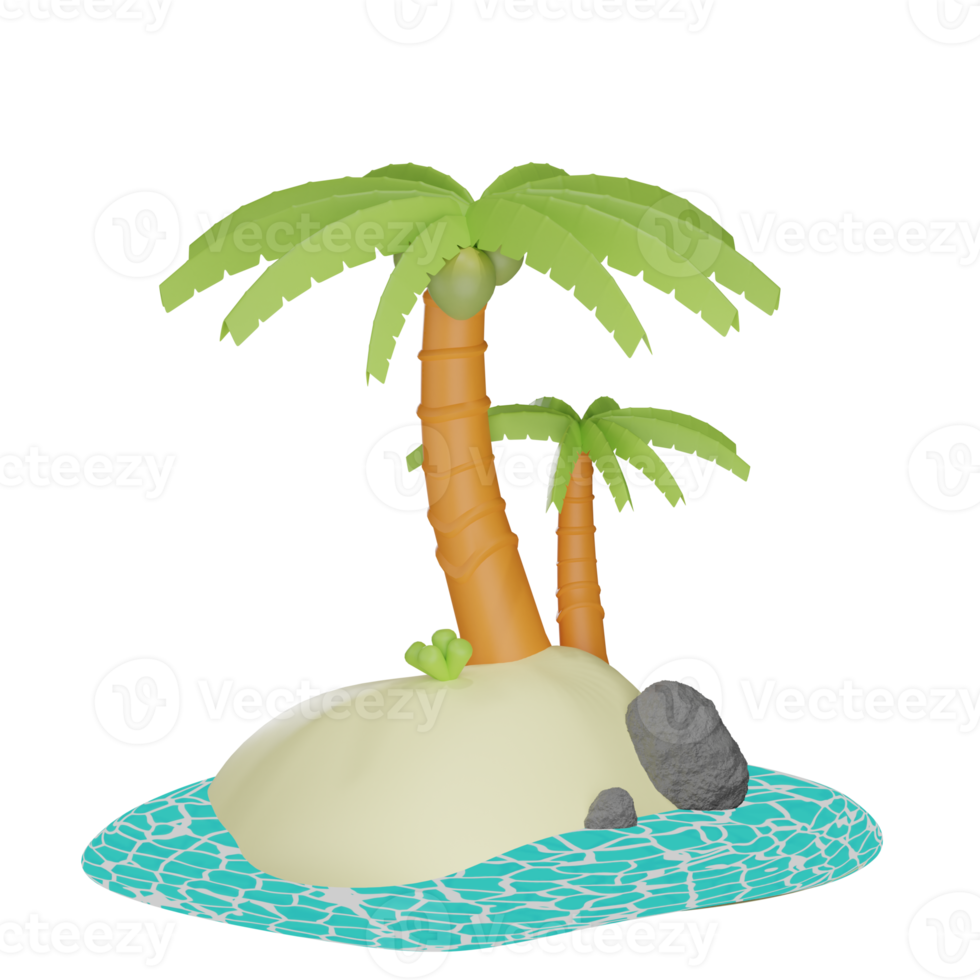 3d coconut tree illustration with transparent background png