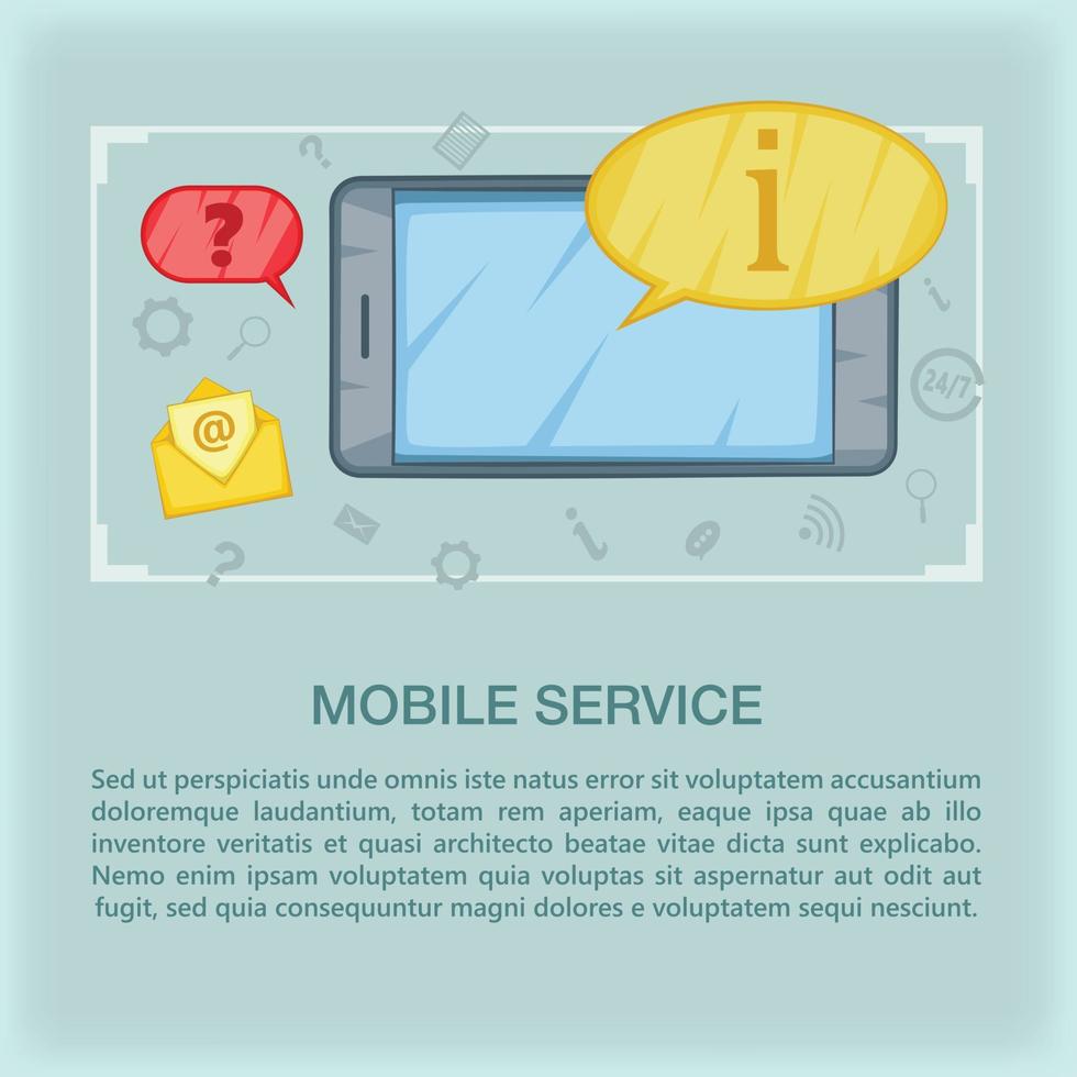 Call center concept mobile, cartoon style vector