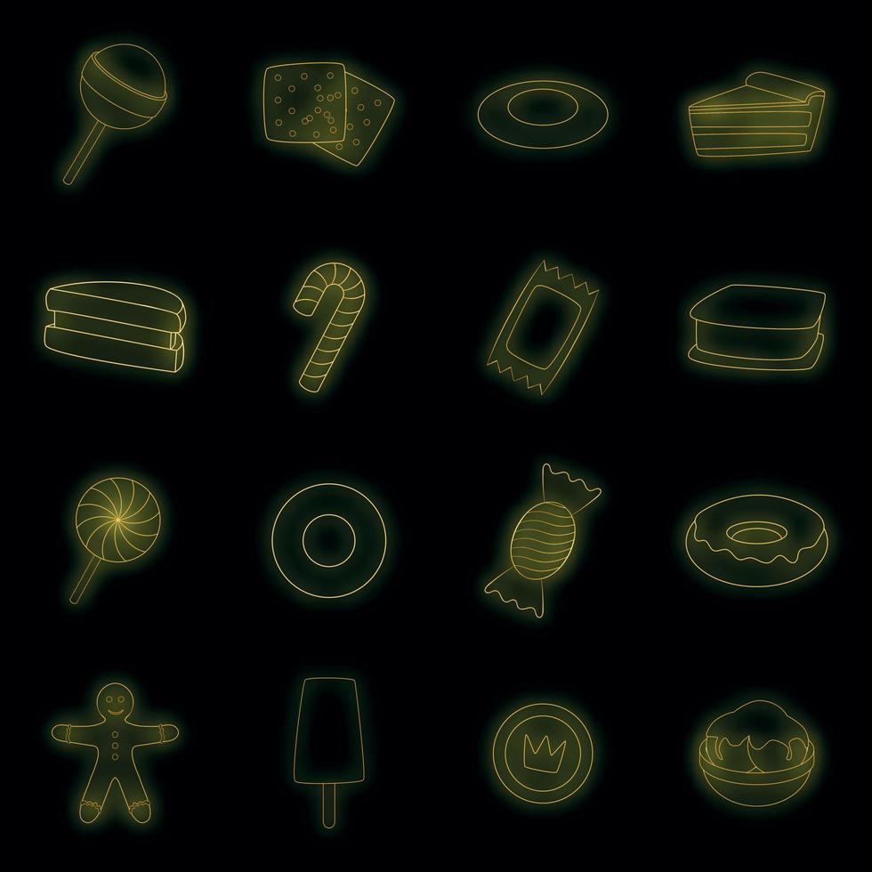 Different candy icons set vector neon