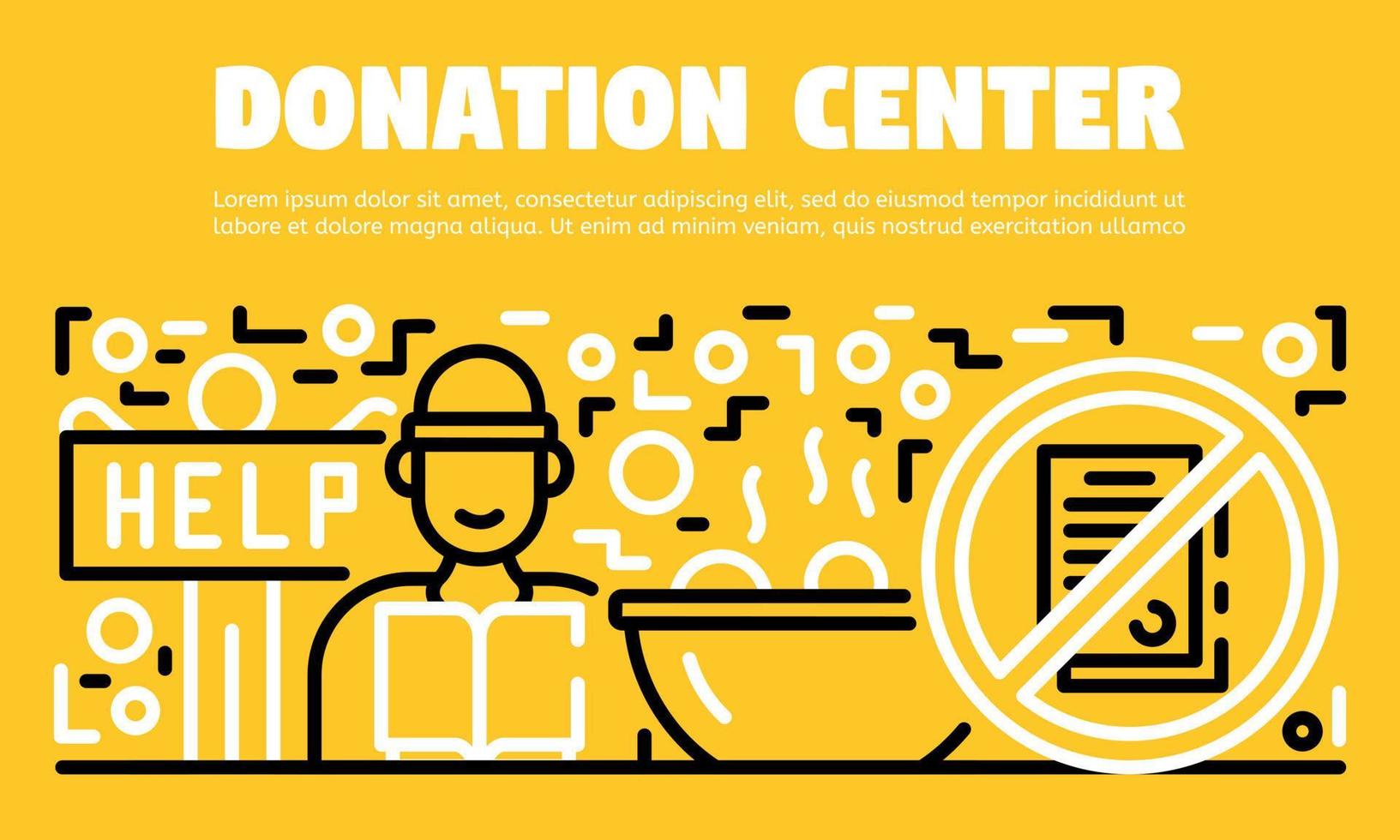 Donation center banner, outline style vector