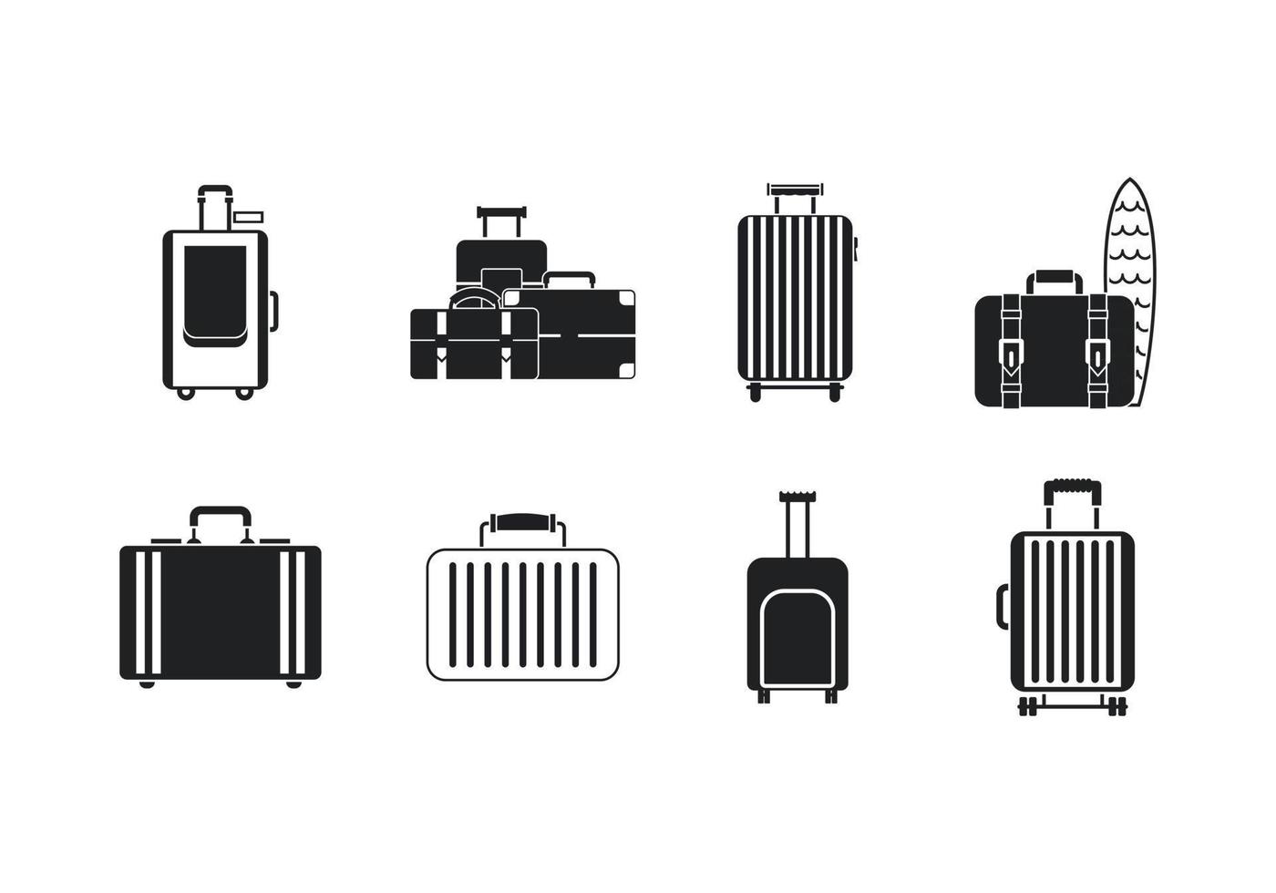 conjunto de iconos de bolsa de viaje, estilo simple vector