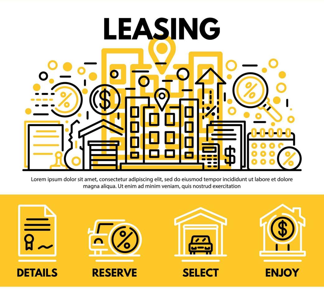 Lease contract concept background, outline style vector