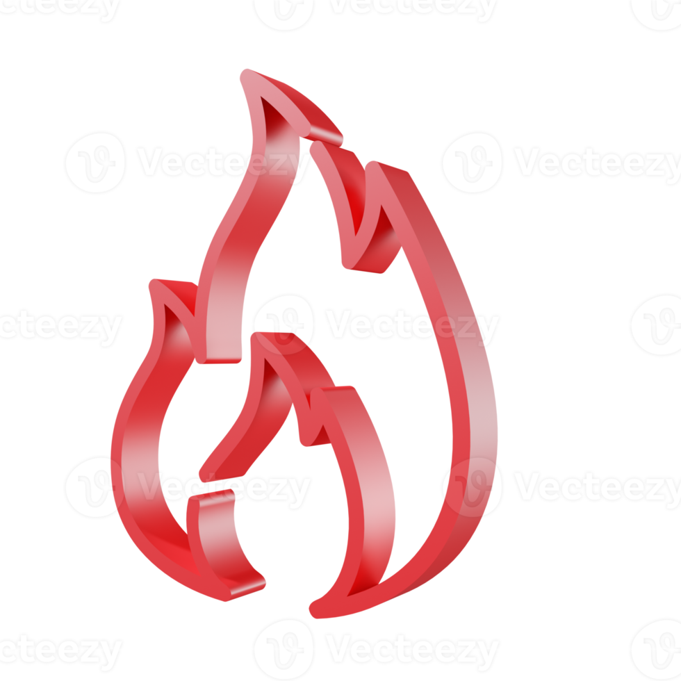 3D Icon Fire PNG Transparent.