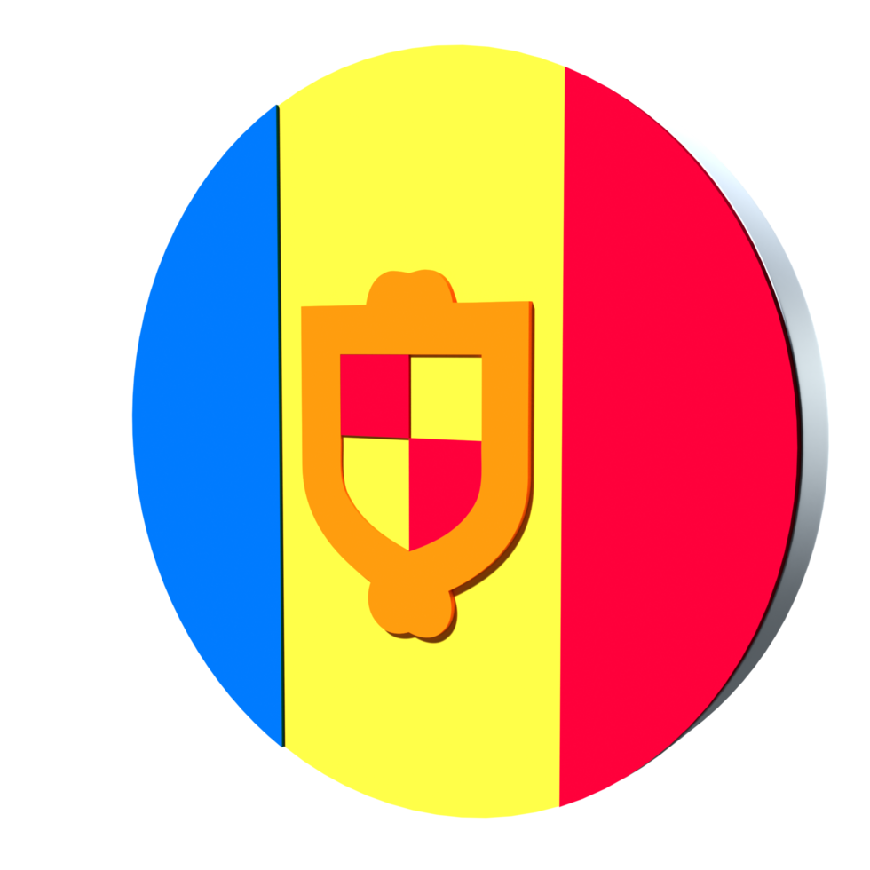 Andorra flag 3d icon PNG transparent