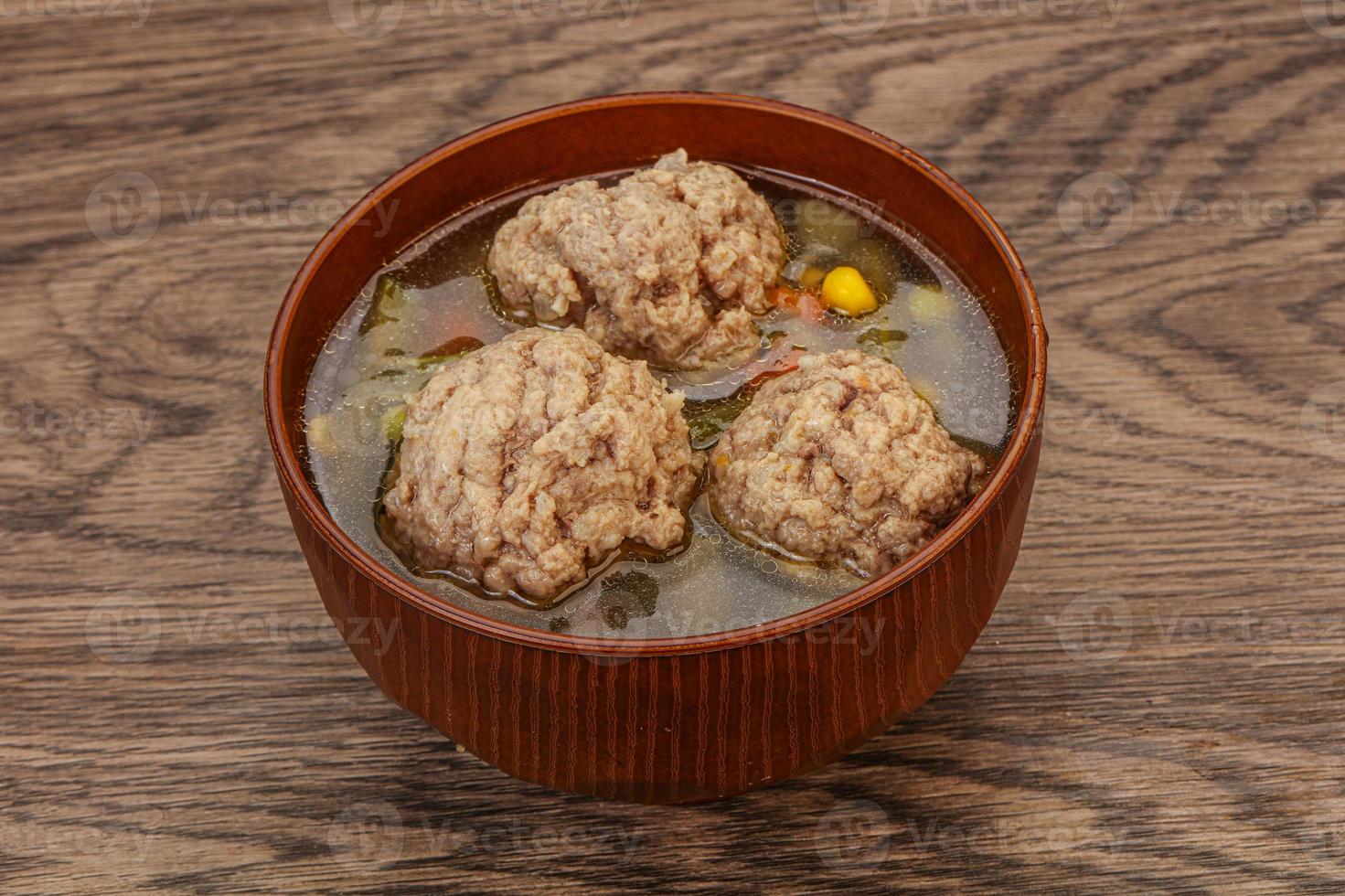 Soup with vegetables and meat balls photo