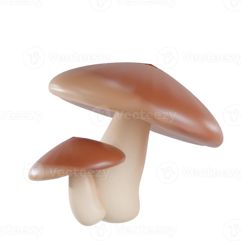 3d render mushroom object with transparent background png