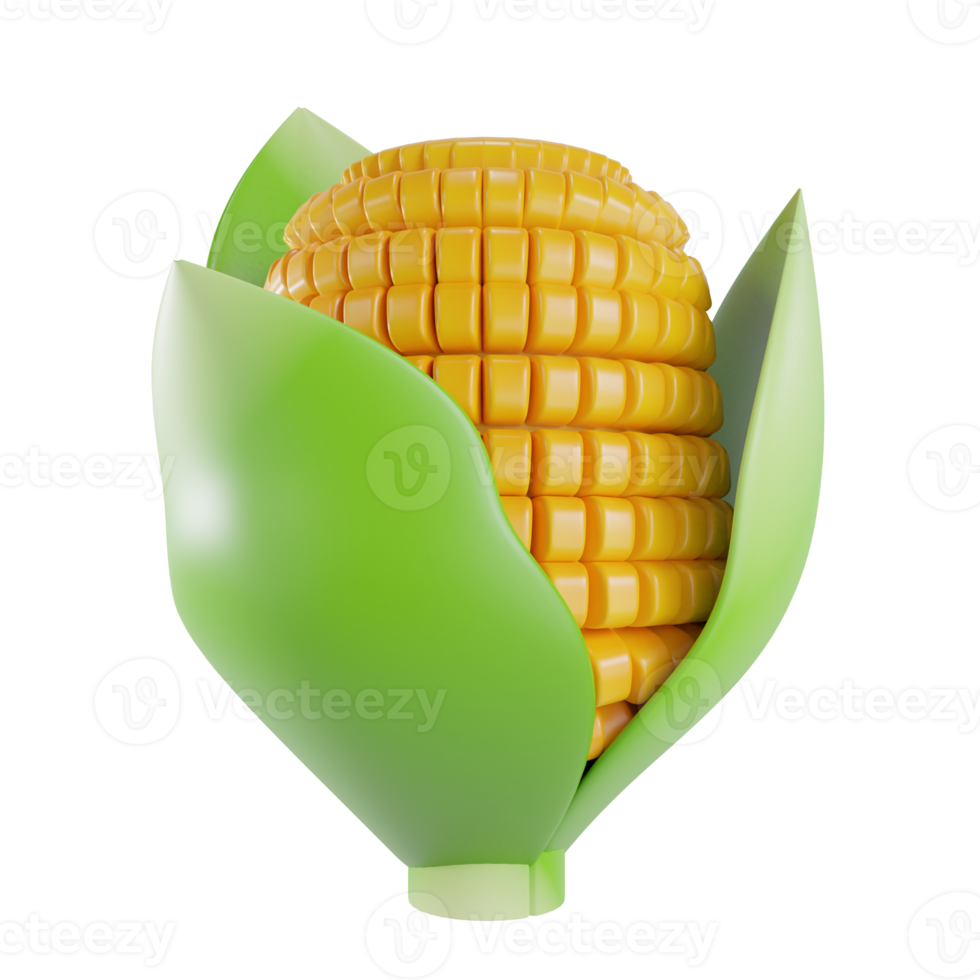 3d render corn object with transparent background png