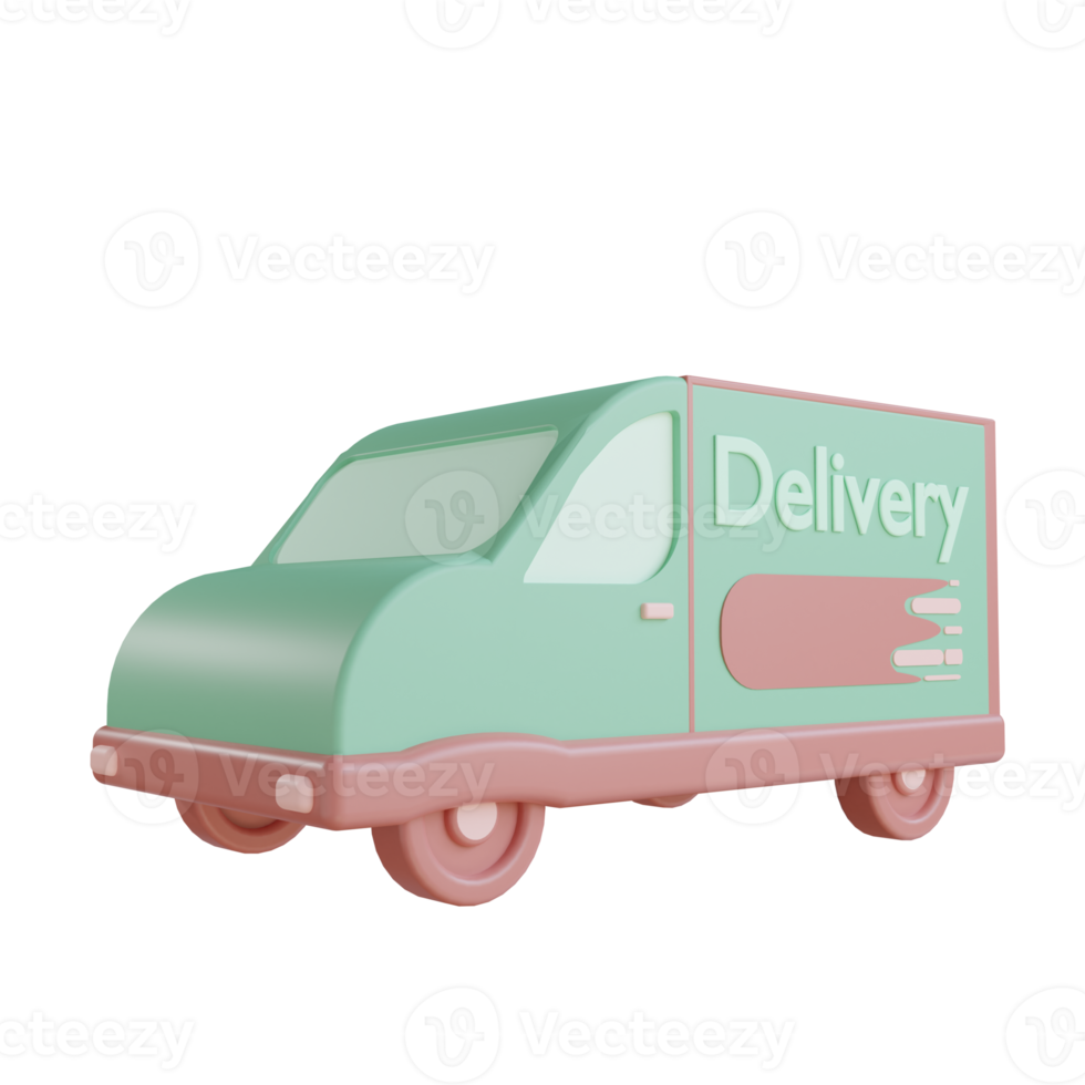 3d delivery car object with transparent background png