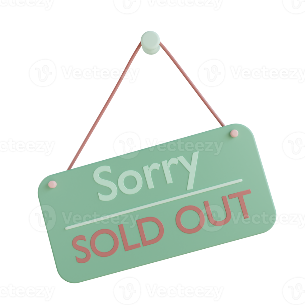 3d sold out object with transparent background png