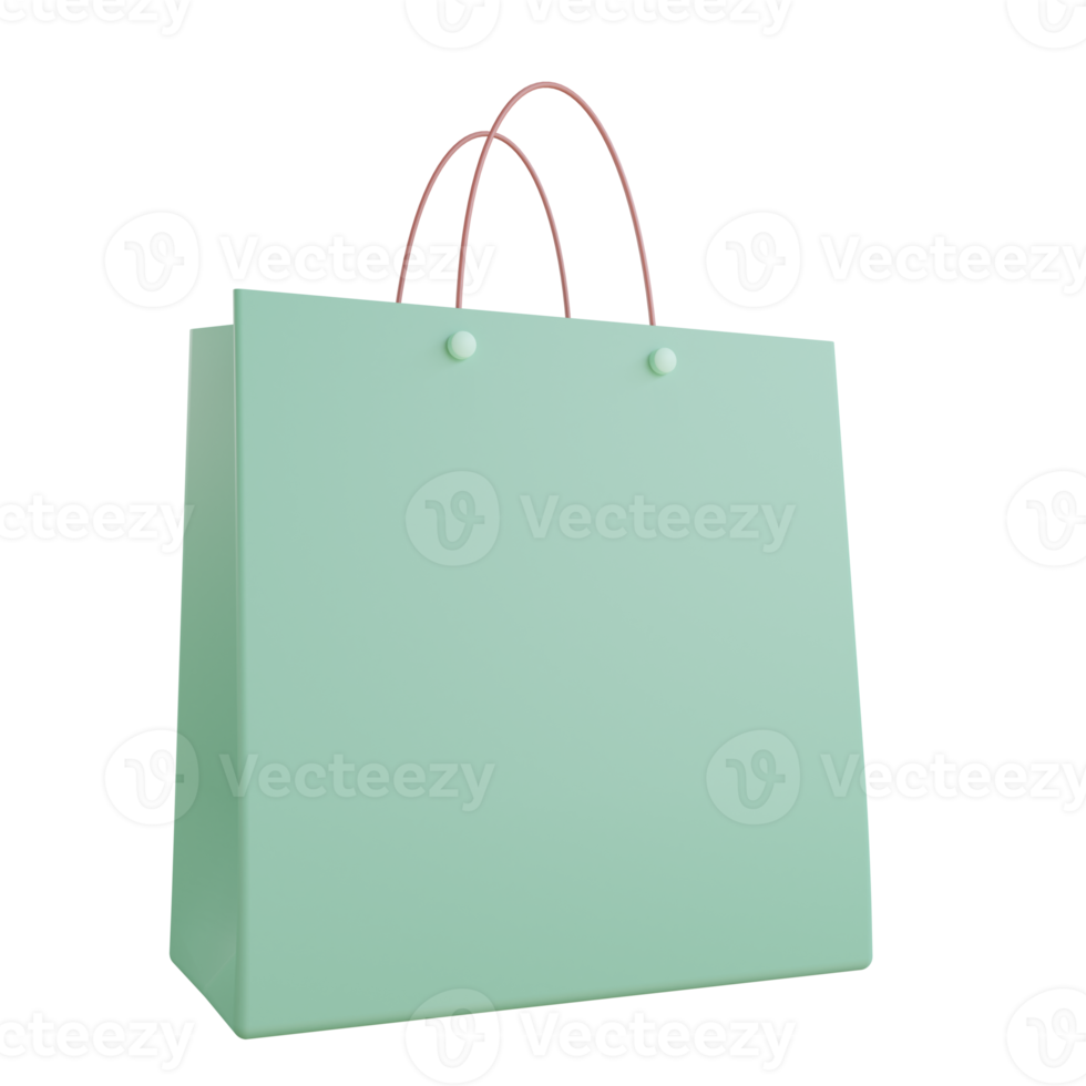 3d shopping bag object with transparent background png