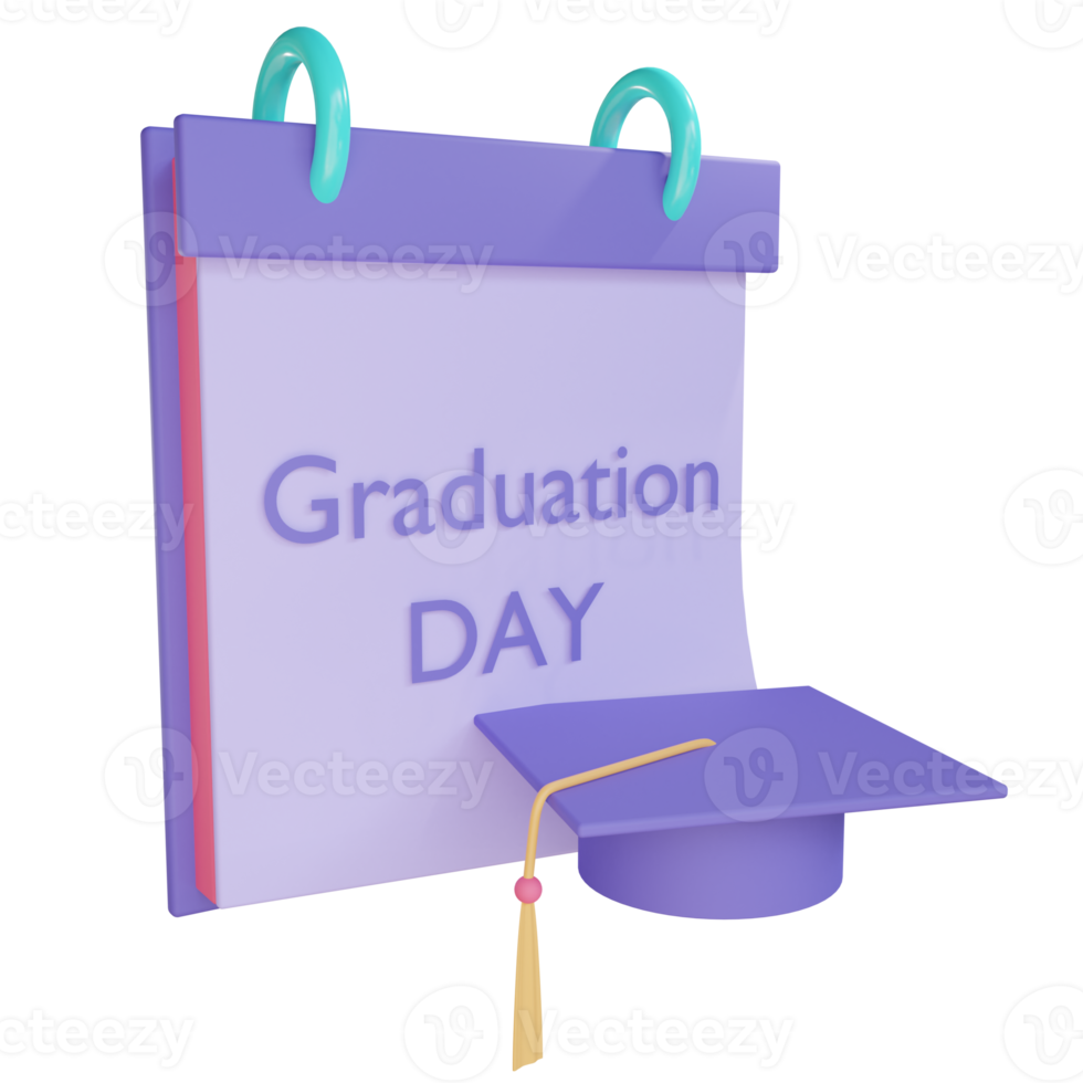 3d graduation date illustration with transparent background png