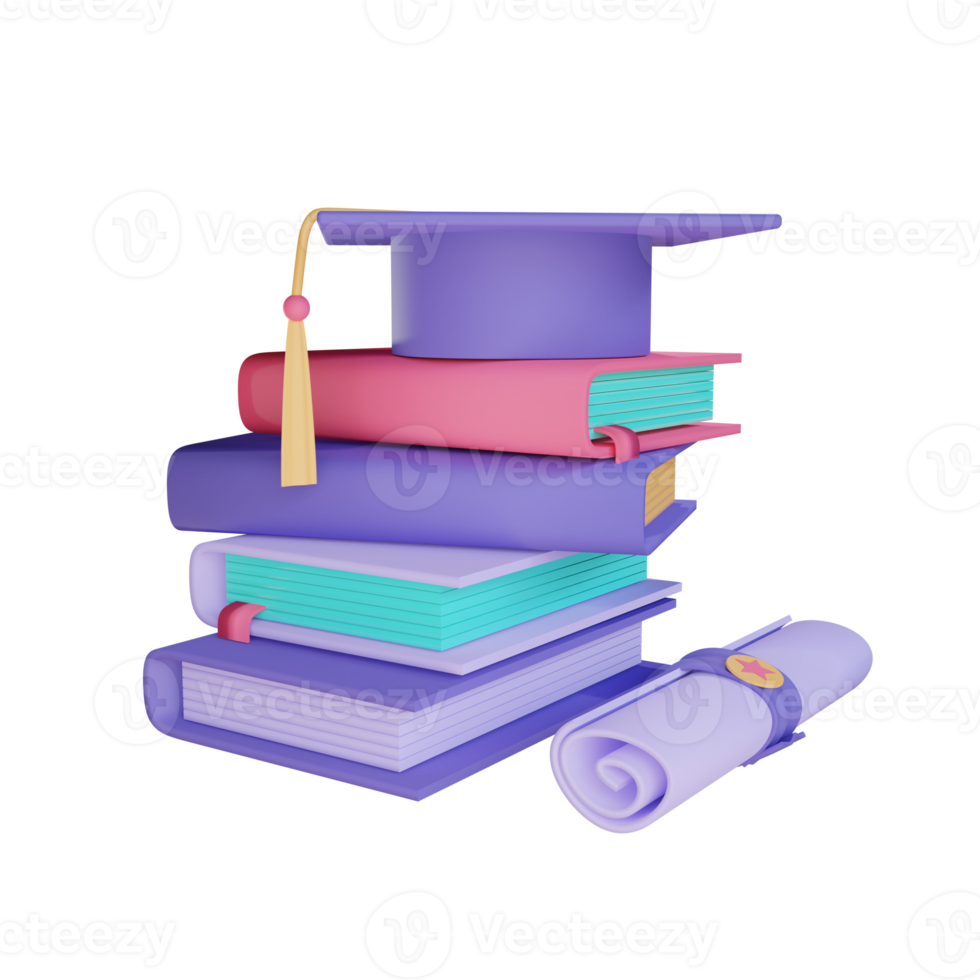 3d education degree illustration with transparent background png