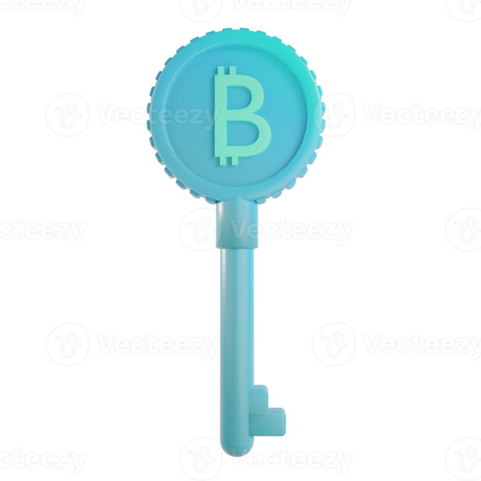 3d render bitcoin cryptography key illustration png