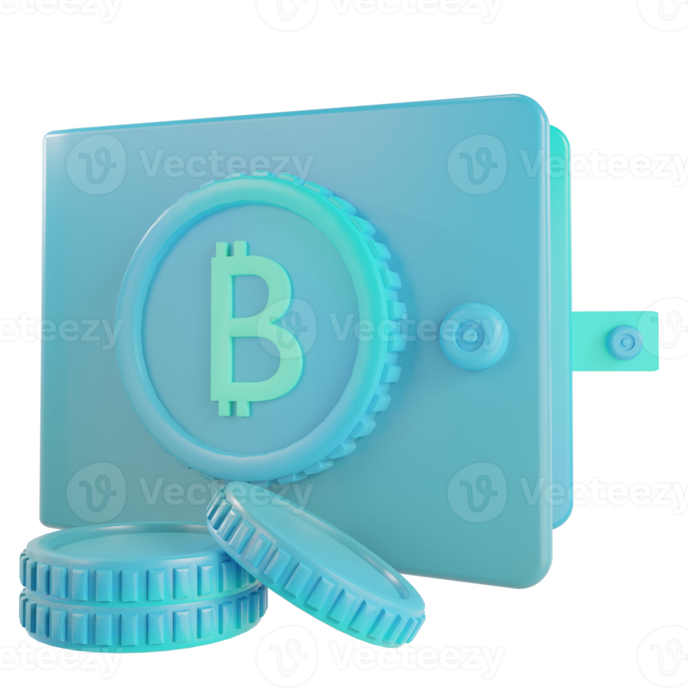 3d render bitcoin wallet illustration png