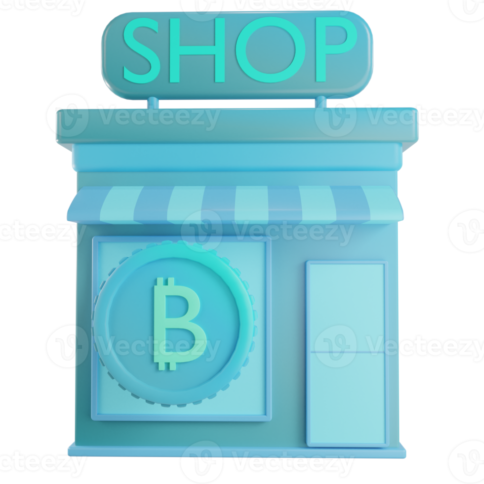 3d render bitcoin shop illustration png