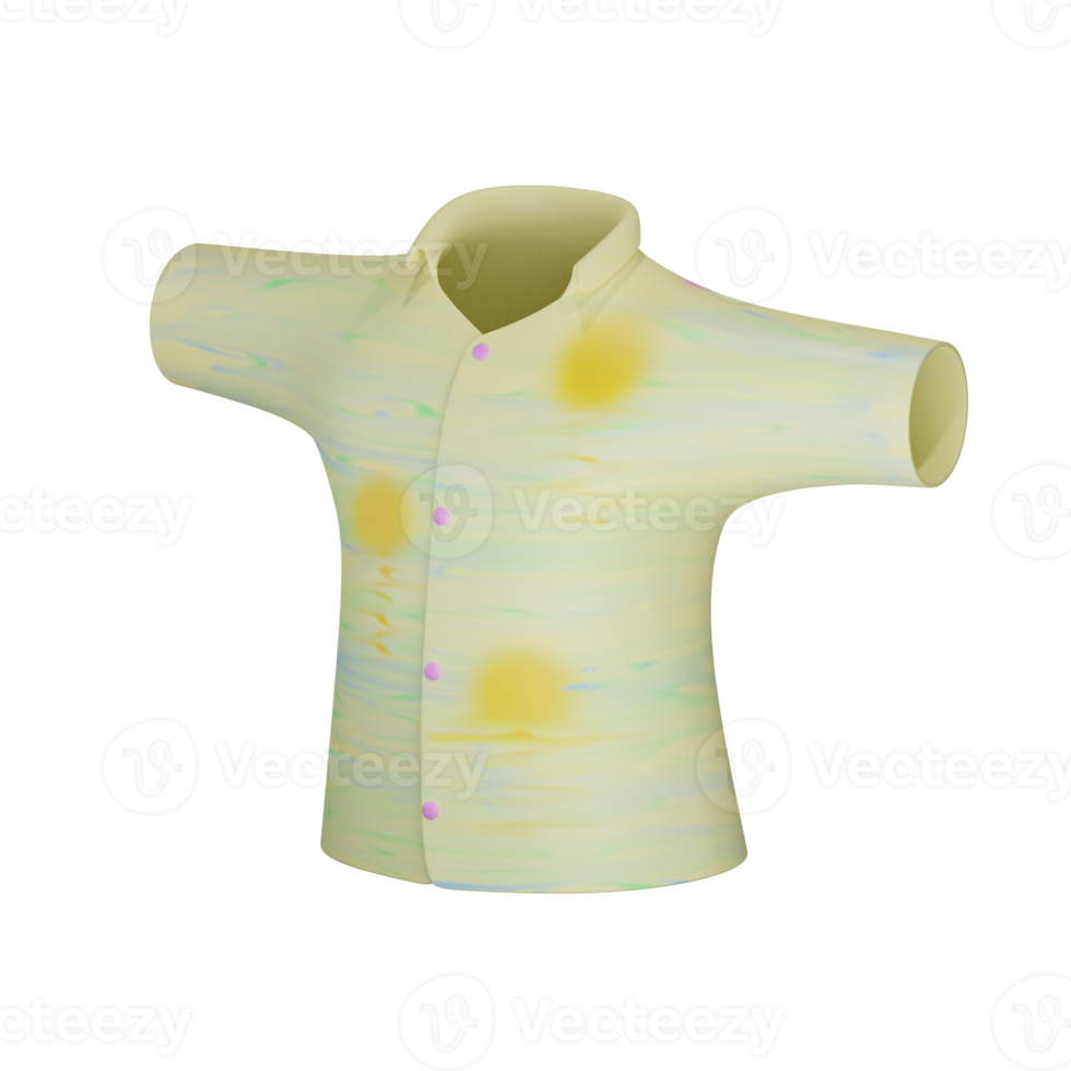 3d summer shirt object with transparent background png