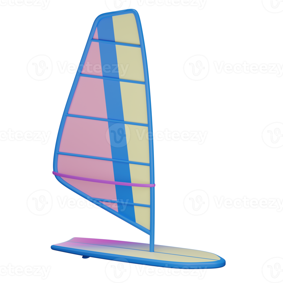 3D vindsurfingbrädeobjekt med transparent bakgrund png