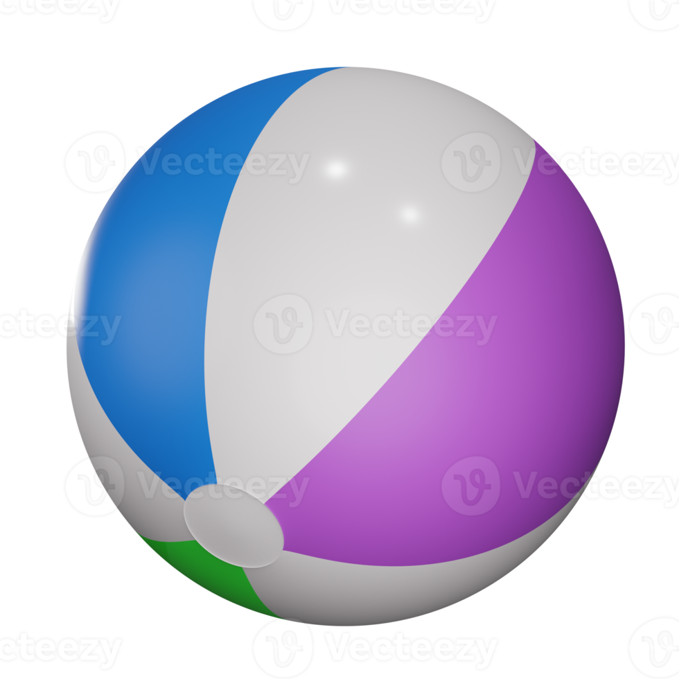 3d beach ball object with transparent background png