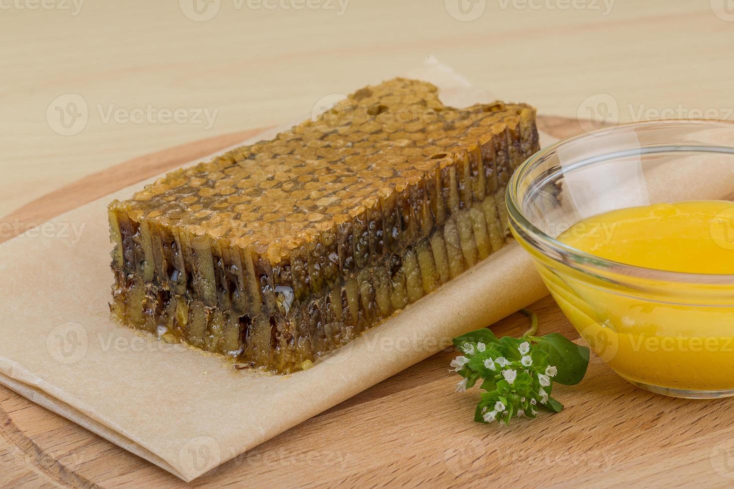 Honey with comb photo